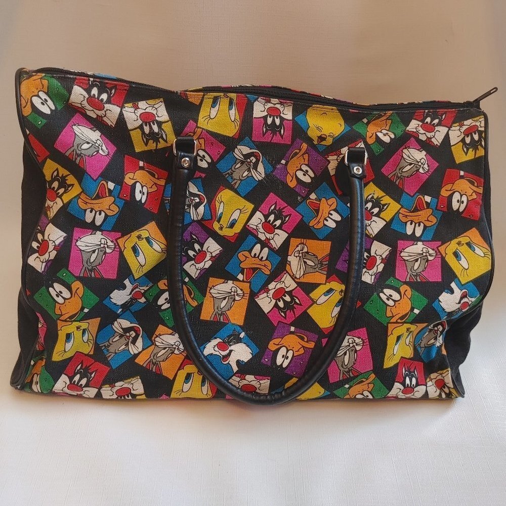 VINTAGE LOONEY TUNES Duffel Bag Large Satchel Style Duffel Bag